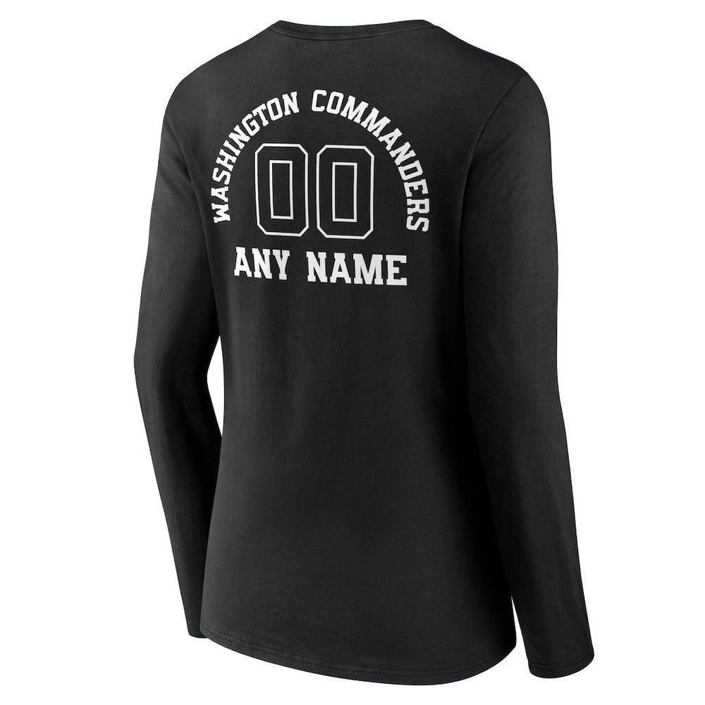 Washington Commanders  Women's Personalized Name & Number Monochrome Long Sleeve V-Neck T-Shirt