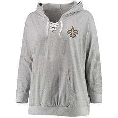 New Orleans Saints Fanatics Women's Plus Size Lace-up Pullover Hoodie