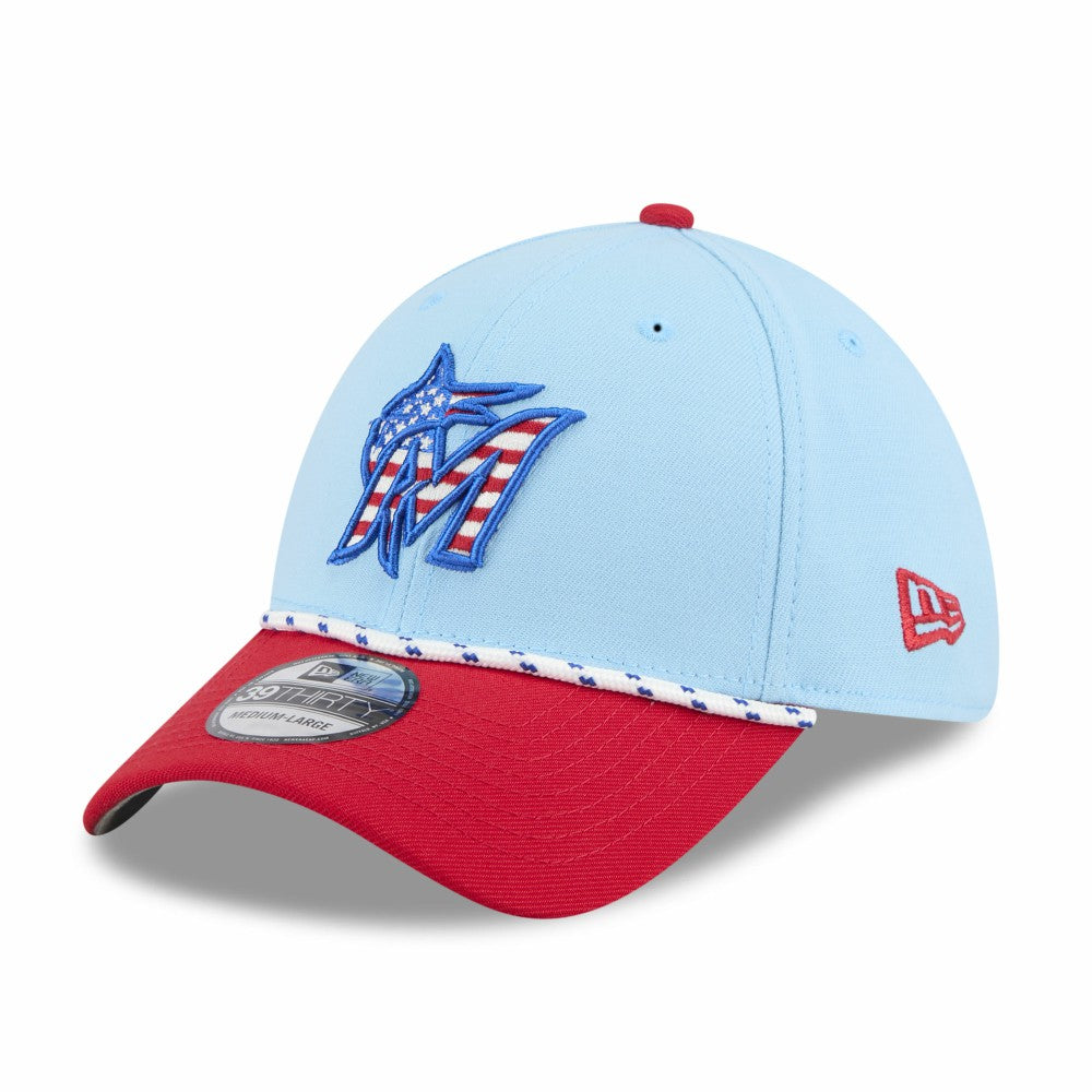 Miami Marlins New Era 2025 Fourth of July 39THIRTY Flex Hat | MLB Online
