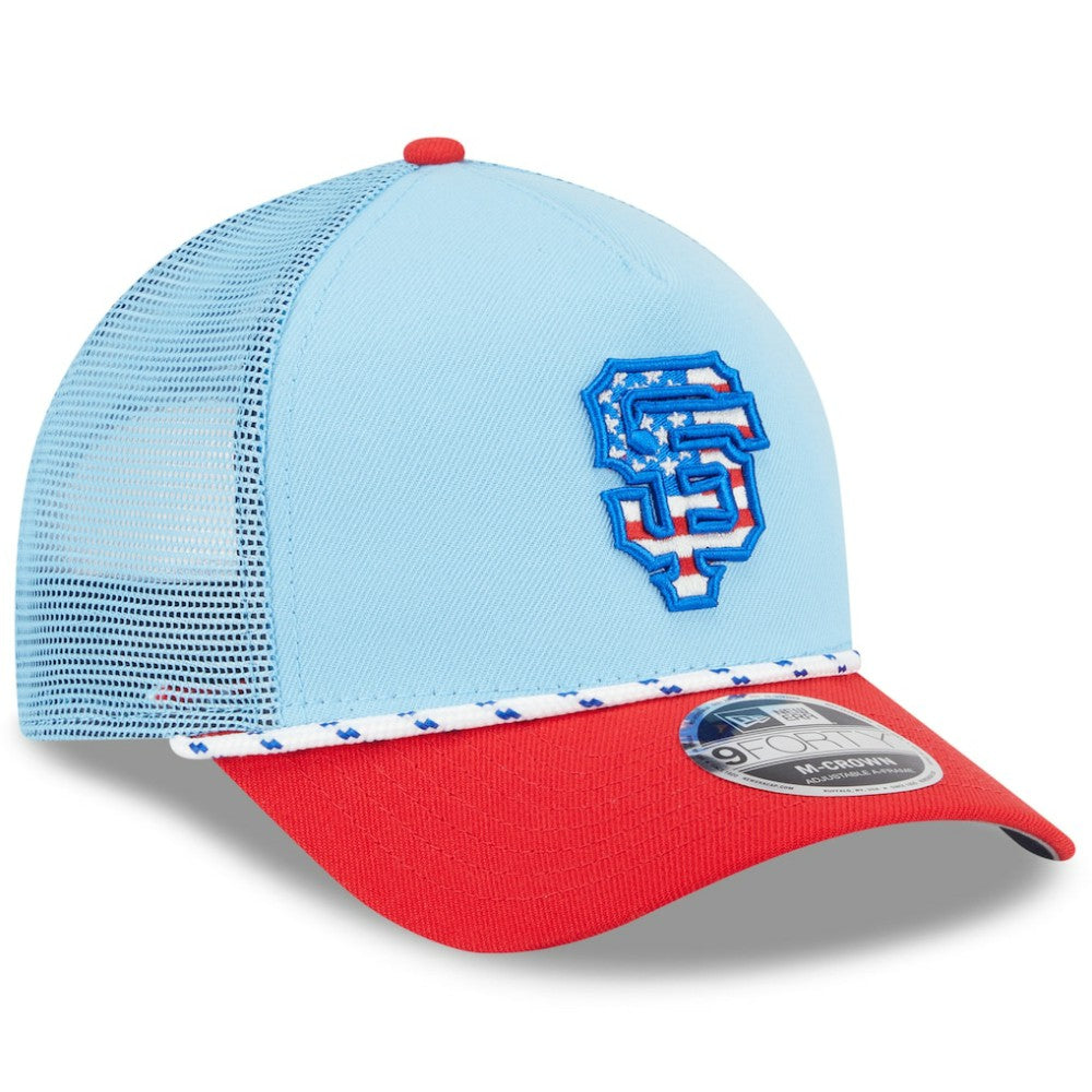 San Francisco Giants New Era 2025 Fourth of July 9FORTY A-Frame M-Crown Adjustable Trucker Hat | MLB US