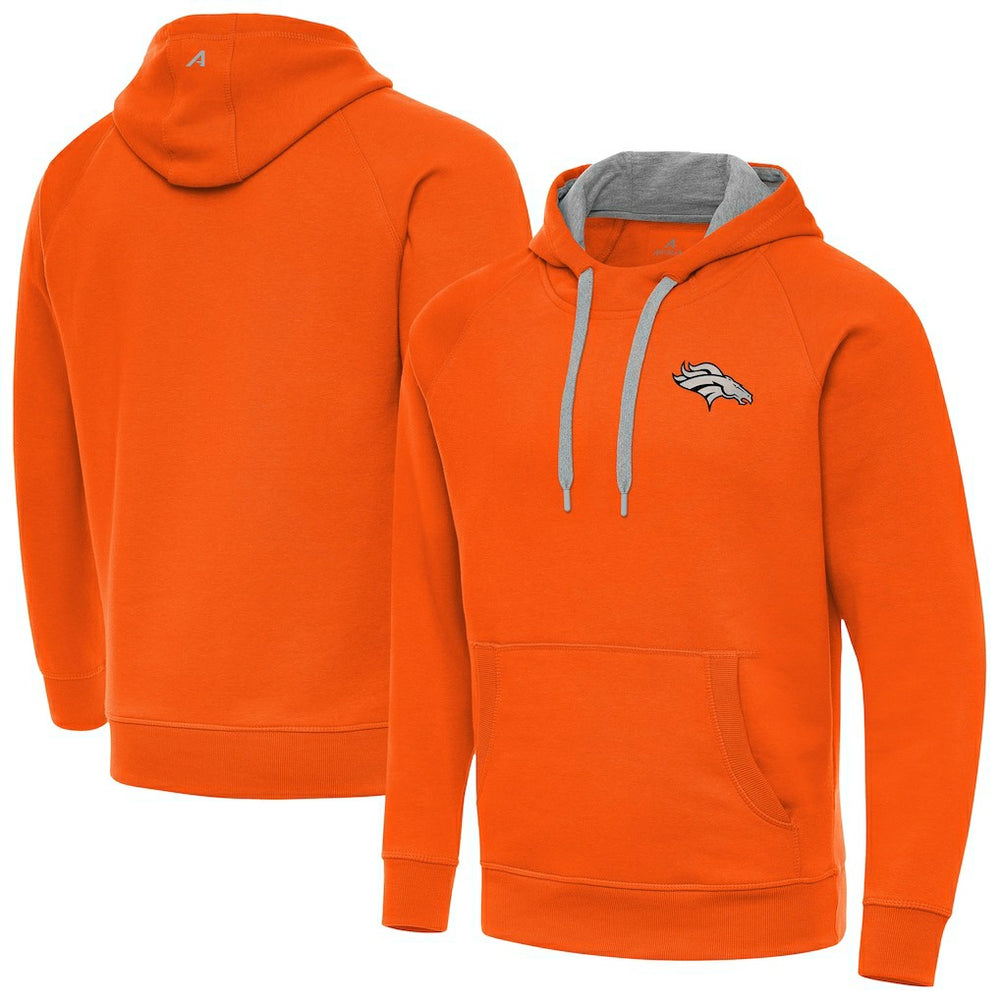 Denver Broncos  Antigua Brushed Carbon Victory Pullover Hoodie