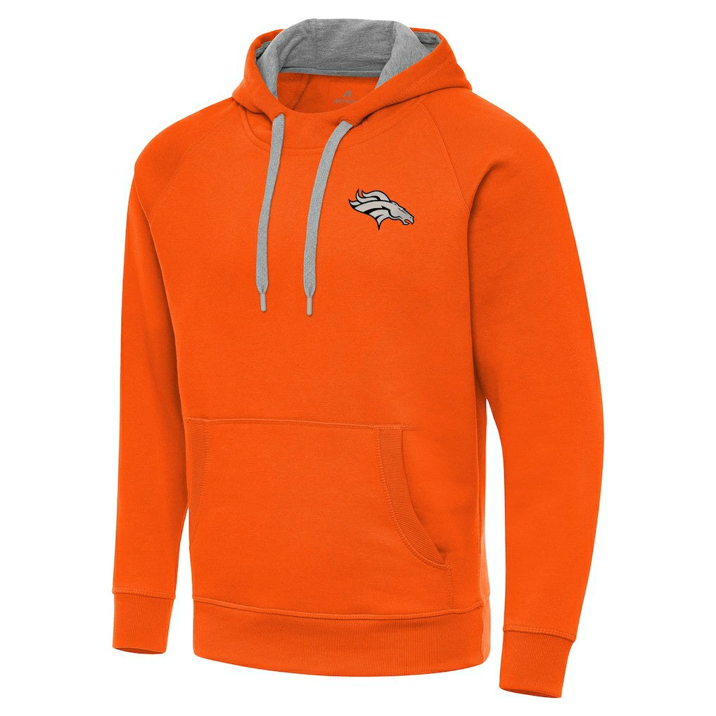 Denver Broncos  Antigua Brushed Carbon Victory Pullover Hoodie