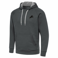 Detroit Lions  Antigua Brushed Carbon Victory Pullover Hoodie