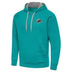 Miami Dolphins  Antigua Brushed Carbon Victory Pullover Hoodie