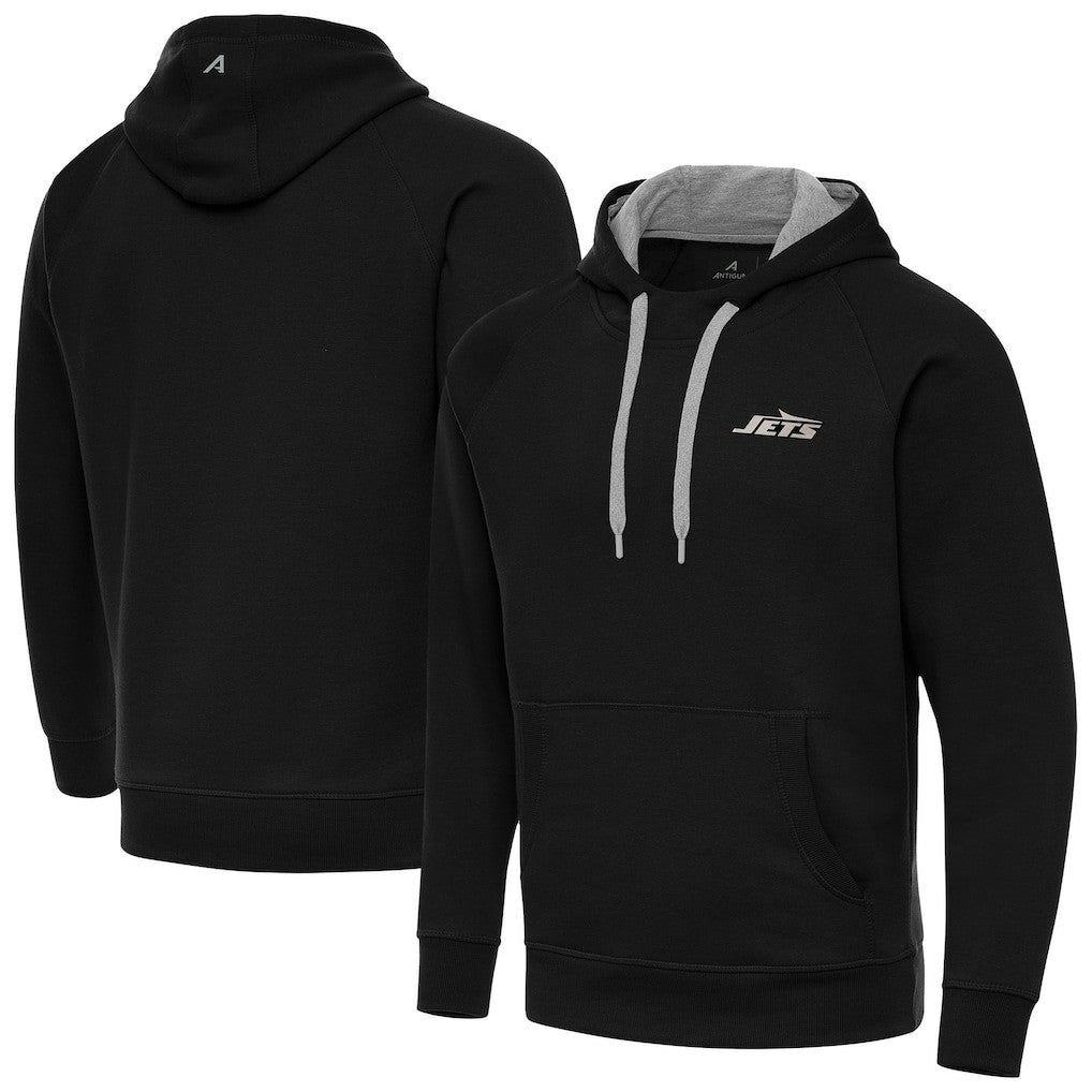 New York Jets  Antigua Brushed Carbon Victory Pullover Hoodie