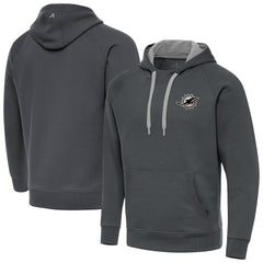 Miami Dolphins  Antigua Brushed Carbon Victory Pullover Hoodie