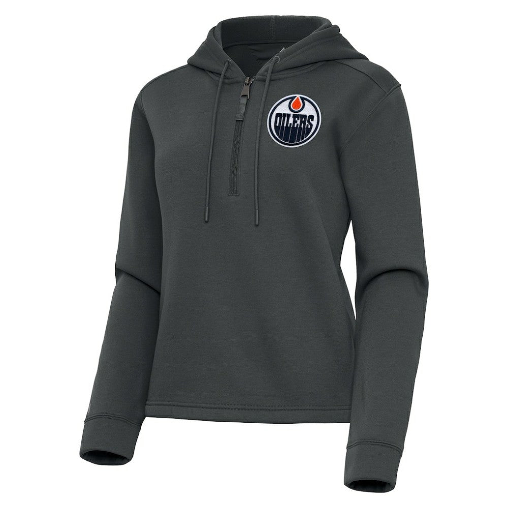 Edmonton Oilers Antigua Women's Contemporary Quarter-Zip Hoodie Outlet