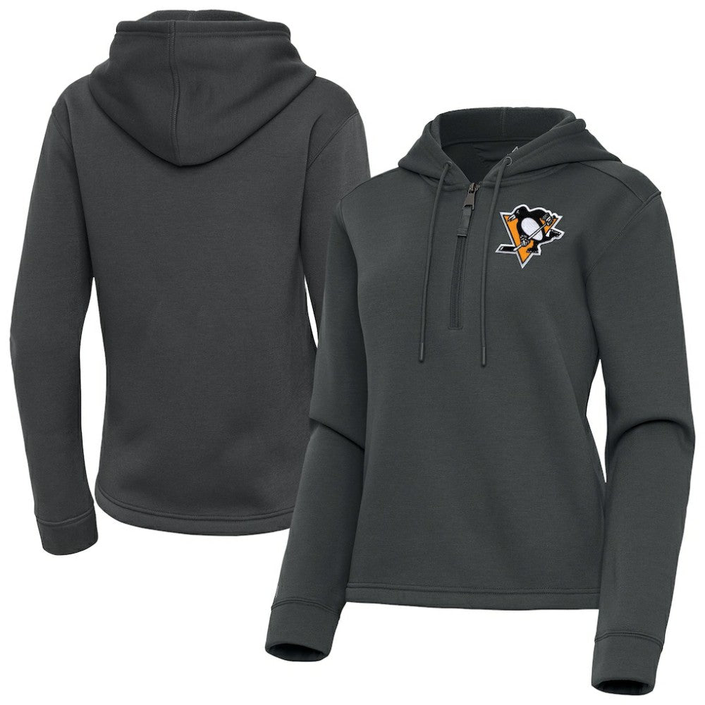 Pittsburgh Penguins Antigua Women's Contemporary Quarter-Zip Hoodie On Sale