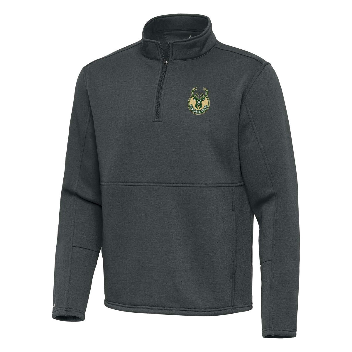 Milwaukee Bucks Antigua Twist Quarter-Zip Pullover Top - Pewter for sale Online