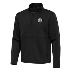 Brooklyn Nets Antigua Twist Quarter-Zip Pullover Top - Black outlet On Sale