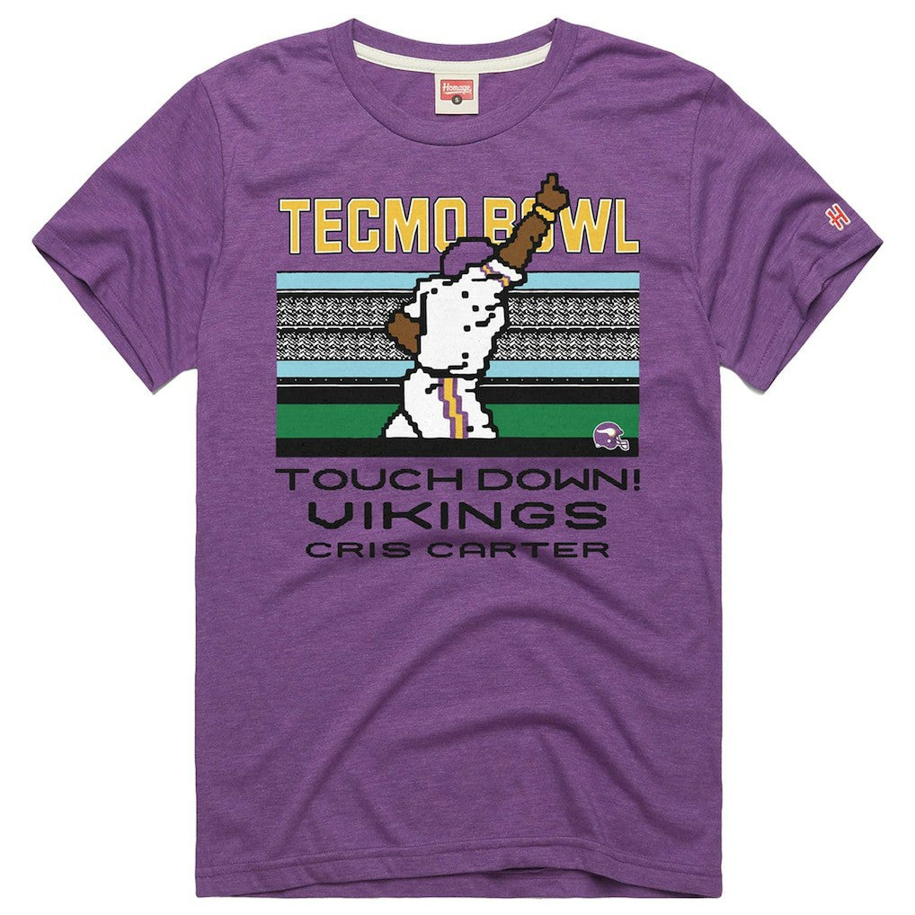Minnesota Vikings  Cris Carter  Homage Unisex Tecmo Bowl Retired Player Graphic Tri-Blend T-Shirt