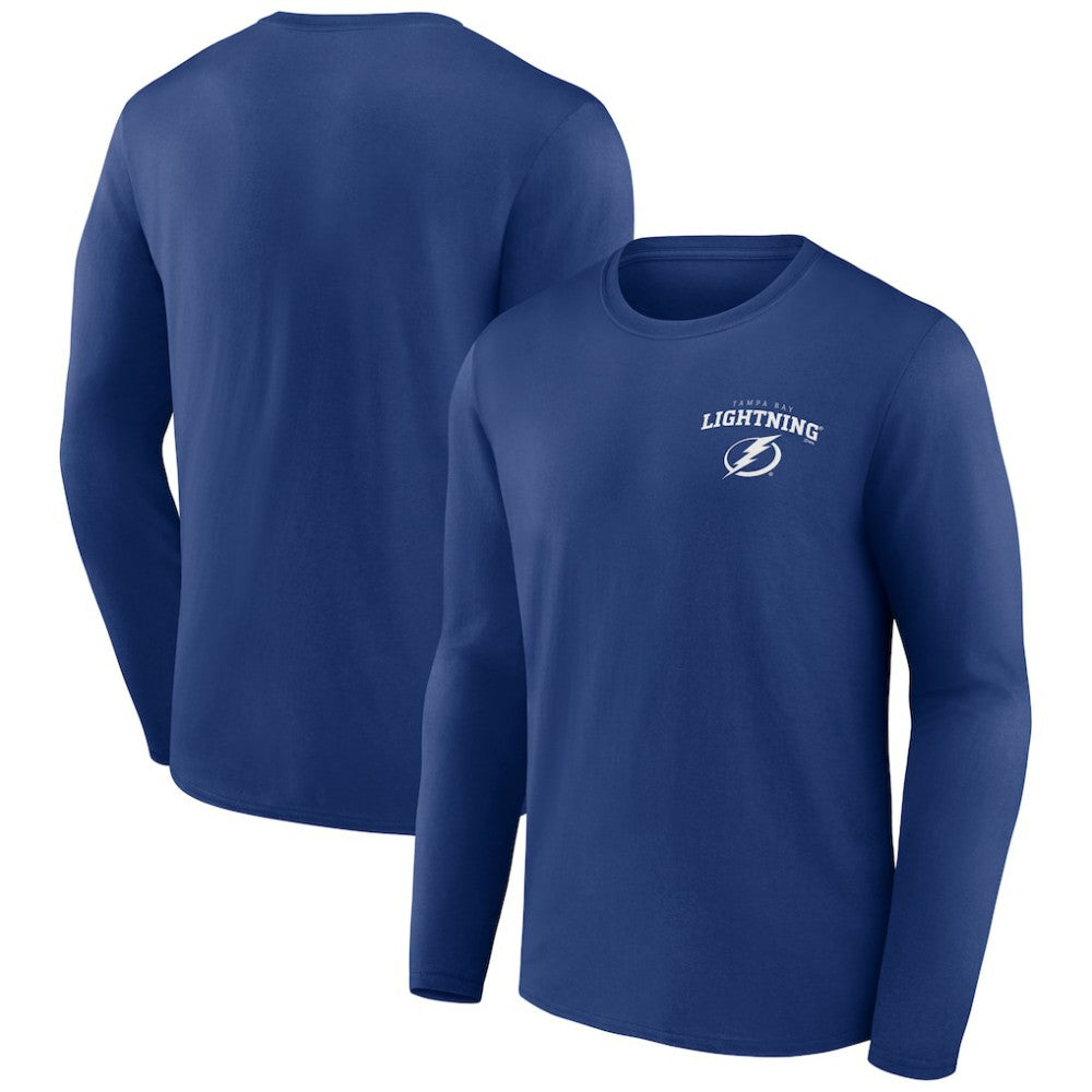 Tampa Bay Lightning Blue Team Lockup Long Sleeve T-Shirt Outlet