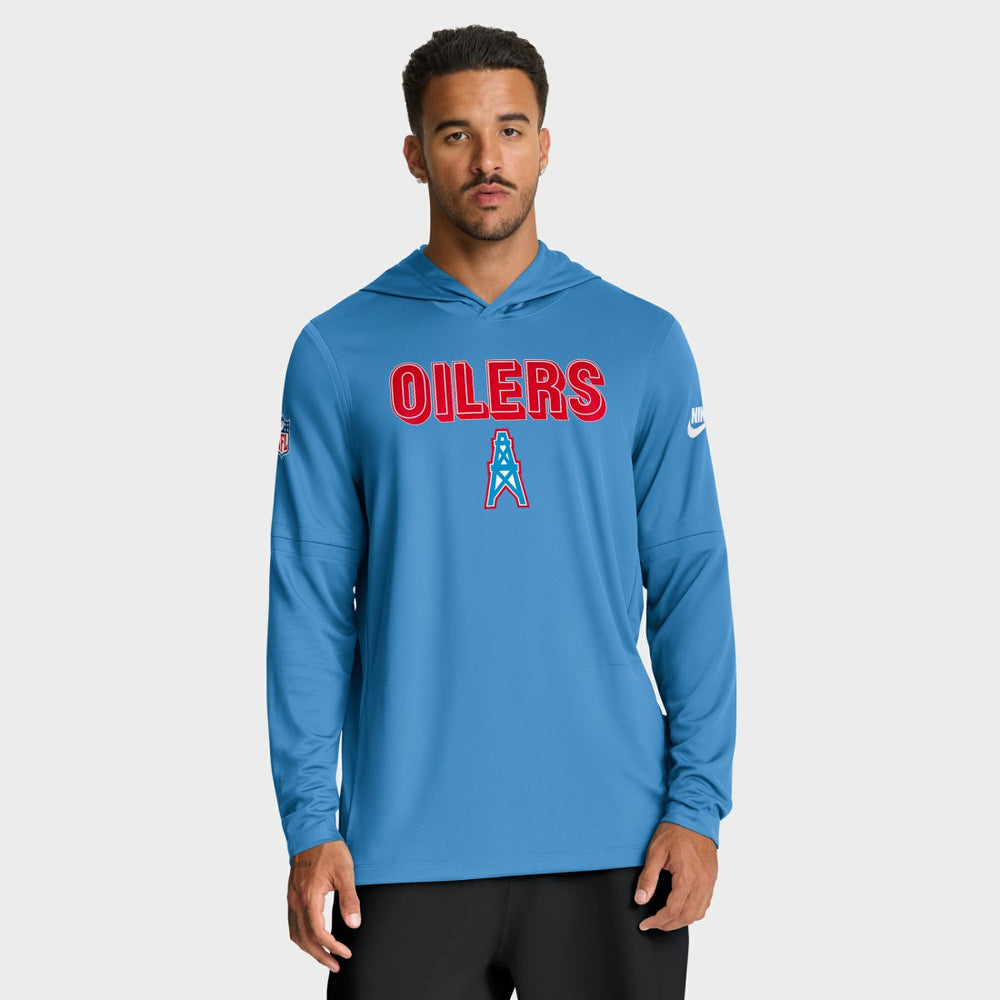 Tennessee Titans Nike Sideline Oilers Throwback Dri-FIT Long Sleeve Hoodie T-Shirt