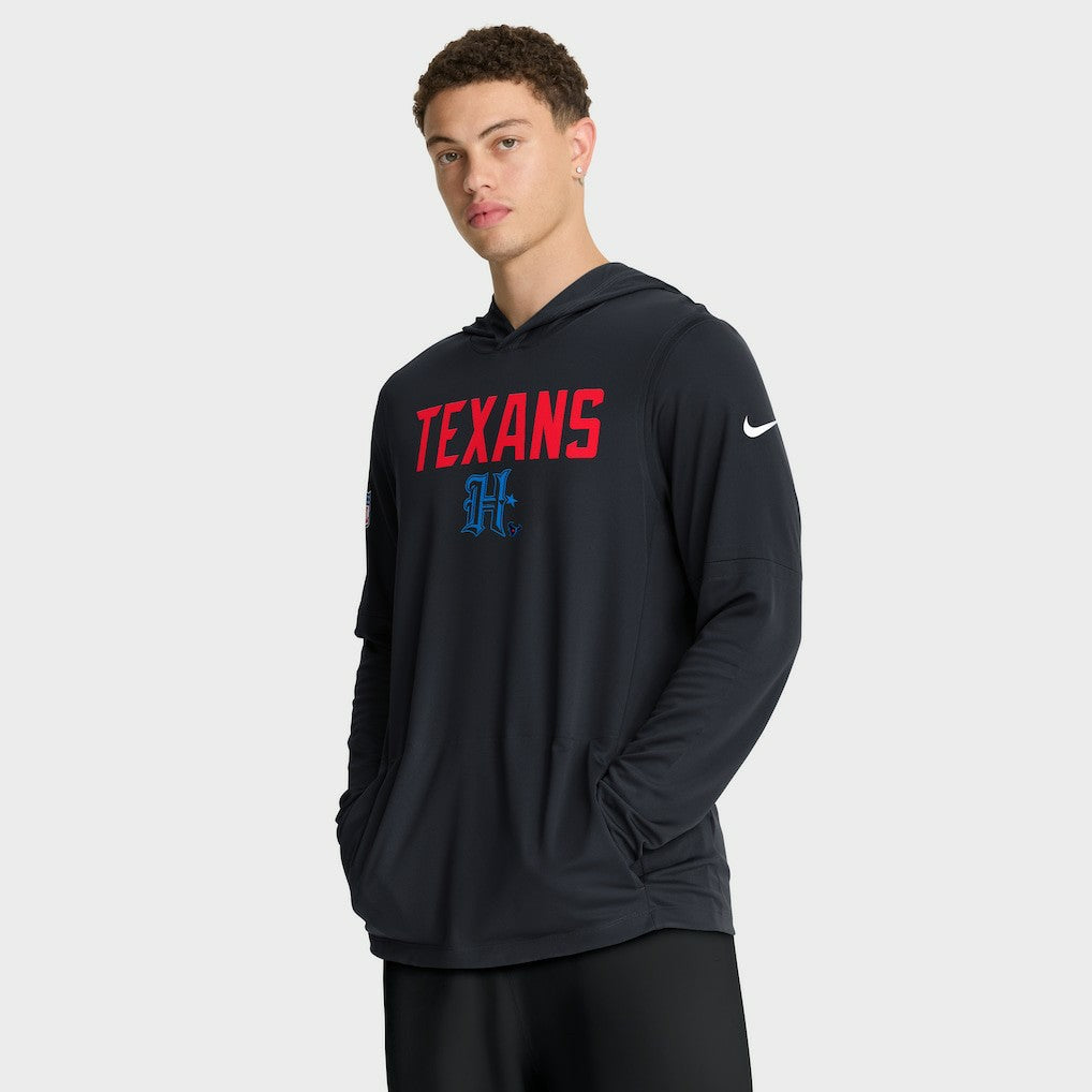 Houston Texans Nike Sideline Pass Accuracy Dri-FIT Long Sleeve Hoodie T-Shirt
