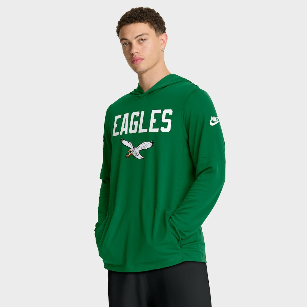 Philadelphia Eagles Nike Sideline Pass Accuracy Dri-FIT Long Sleeve Hoodie T-Shirt