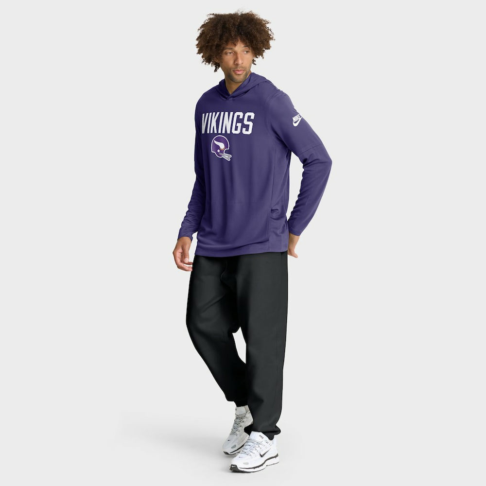 Minnesota Vikings Nike Sideline Pass Accuracy Dri-FIT Long Sleeve Hoodie T-Shirt