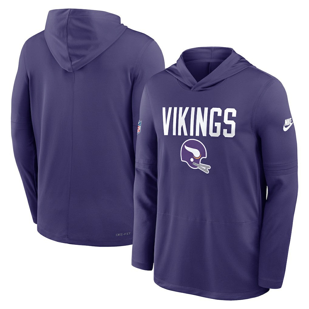 Minnesota Vikings Nike Sideline Pass Accuracy Dri-FIT Long Sleeve Hoodie T-Shirt
