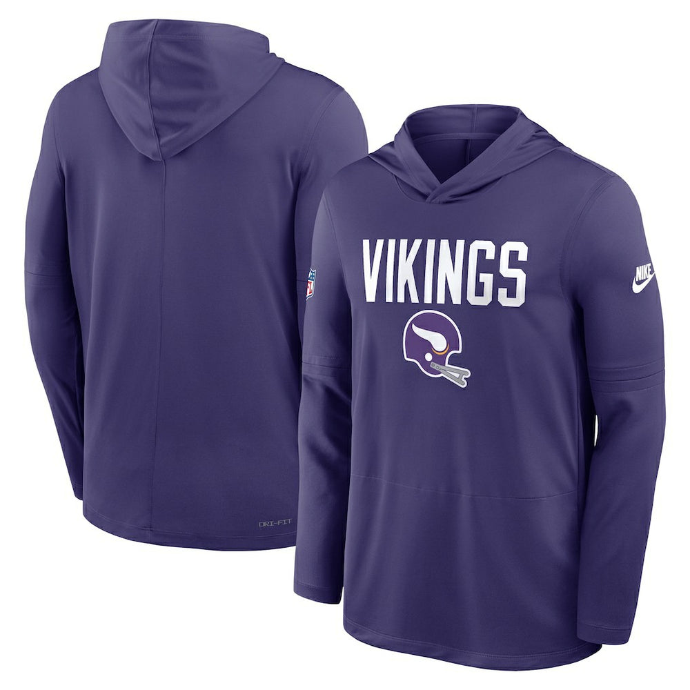 Minnesota Vikings Nike Sideline Pass Accuracy Dri-FIT Long Sleeve Hoodie T-Shirt