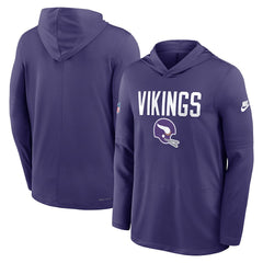 Minnesota Vikings Nike Sideline Pass Accuracy Dri-FIT Long Sleeve Hoodie T-Shirt