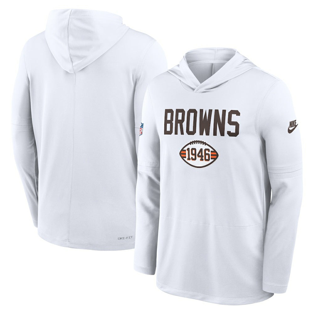 Cleveland Browns Nike Sideline Pass Accuracy Dri-FIT Long Sleeve Hoodie T-Shirt