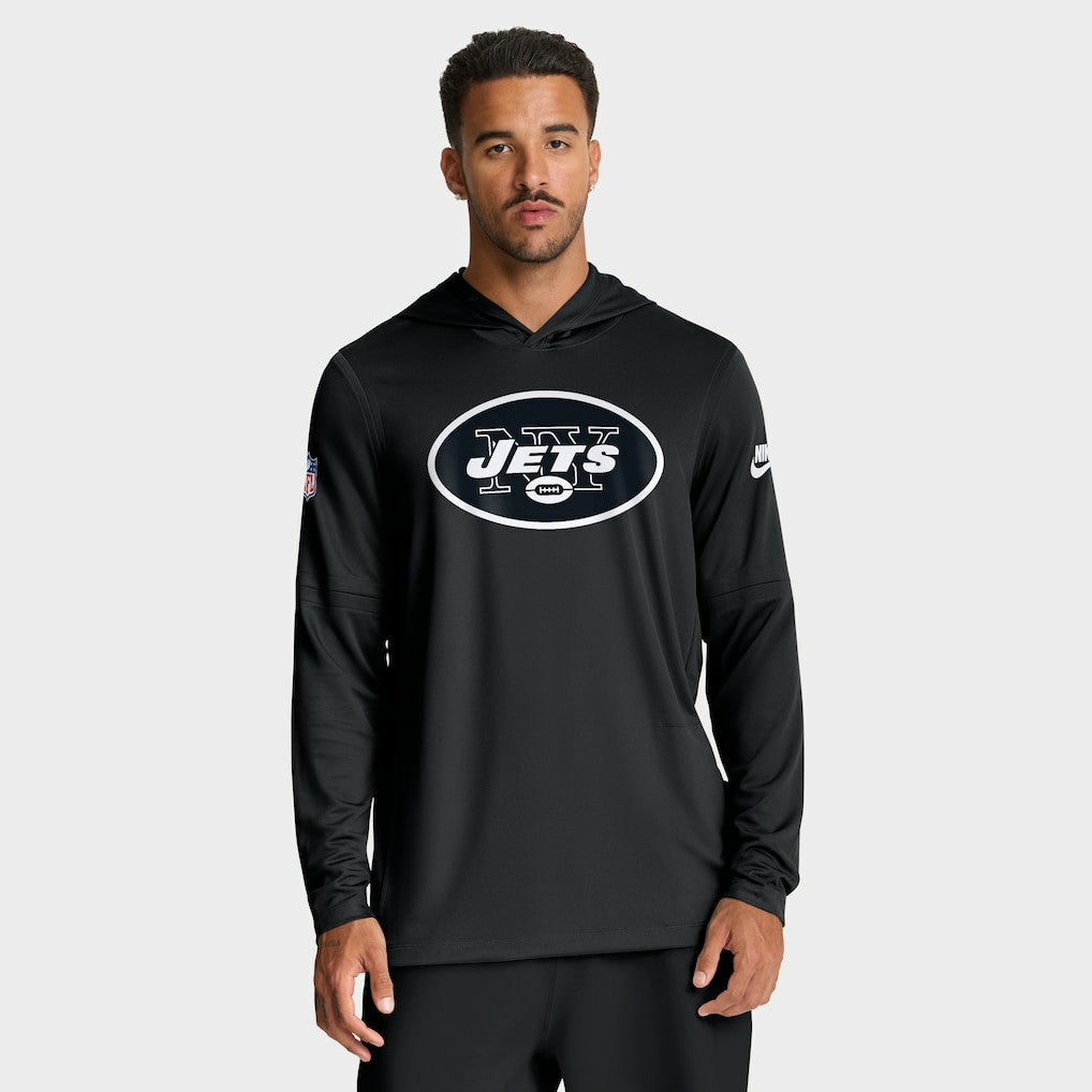 New York Jets Nike Sideline Pass Accuracy Dri-FIT Long Sleeve Hoodie T-Shirt