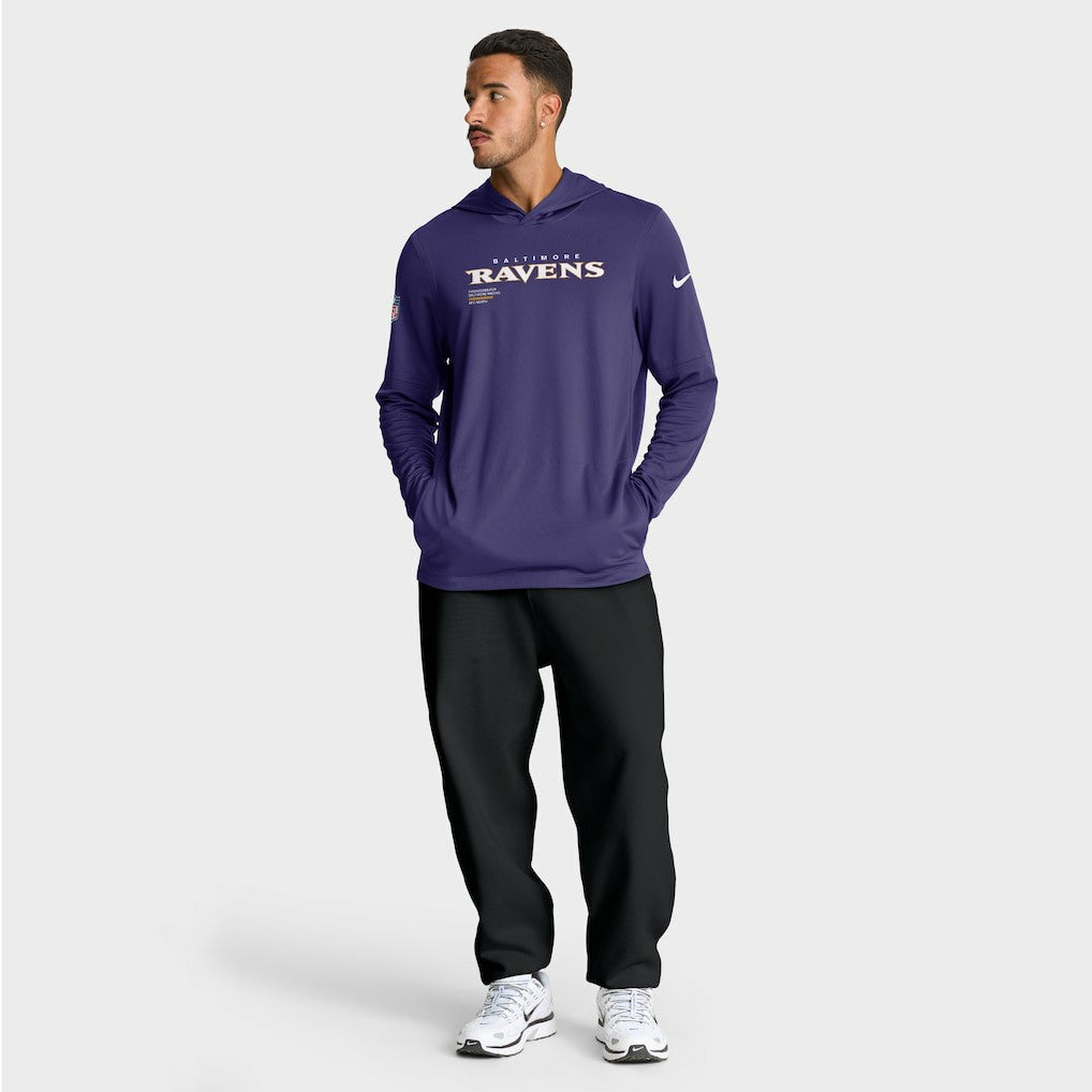 Baltimore Ravens Nike Sideline Pure Fury Performance Long Sleeve Hoodie T-Shirt