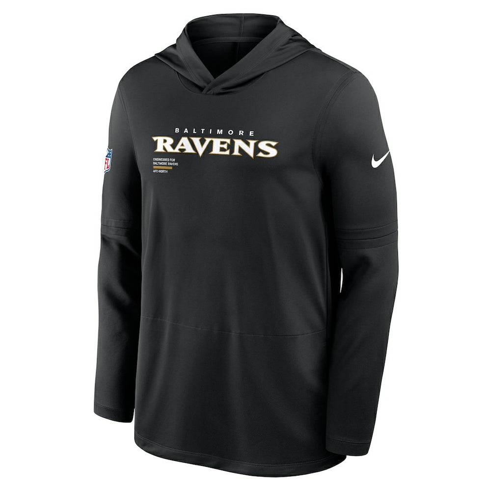 Baltimore Ravens Nike Sideline Pure Fury Performance Long Sleeve Hoodie T-Shirt