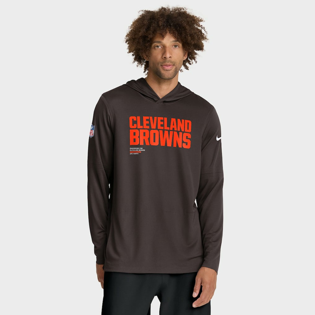 Cleveland Browns Nike Sideline Pure Fury Performance Long Sleeve Hoodie T-Shirt