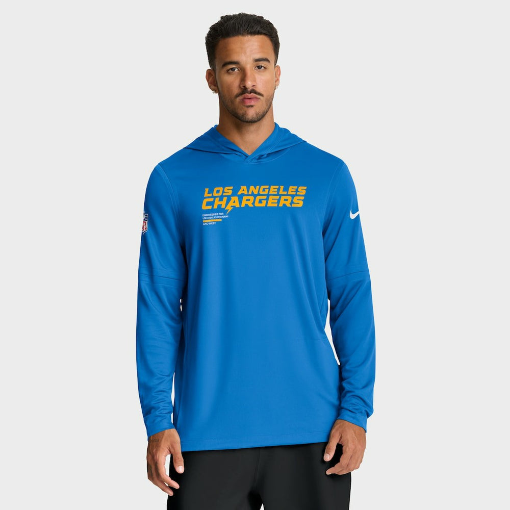 Los Angeles Chargers Nike Sideline Pure Fury Performance Long Sleeve Hoodie T-Shirt