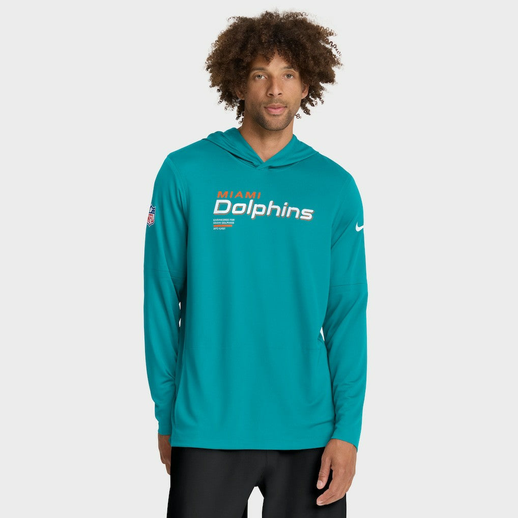 Miami Dolphins Nike Sideline Pure Fury Performance Long Sleeve Hoodie T-Shirt