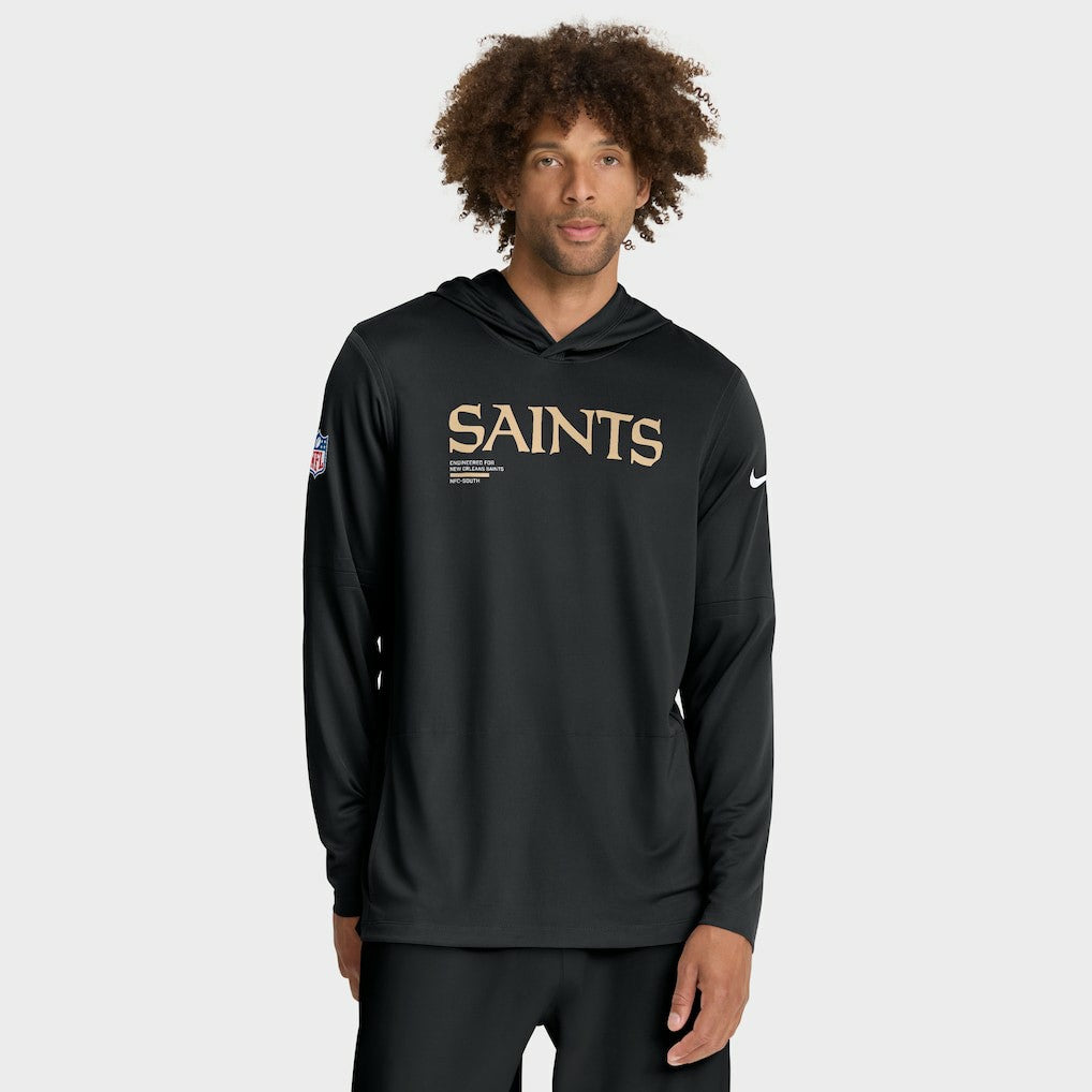 New Orleans Saints Nike Sideline Pure Fury Performance Long Sleeve Hoodie T-Shirt