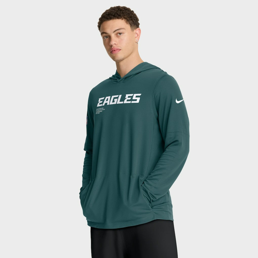 Philadelphia Eagles Nike Sideline Pure Fury Performance Long Sleeve Hoodie T-Shirt