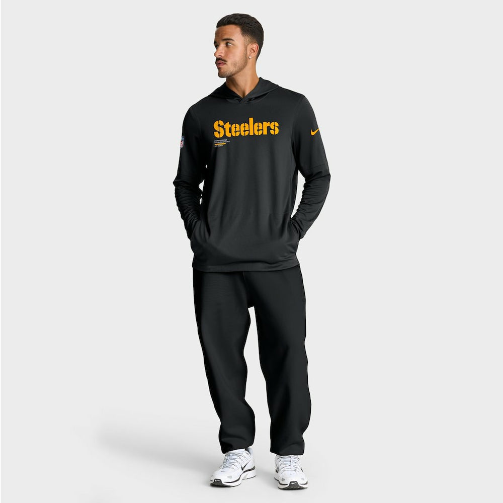 Pittsburgh Steelers Nike Big & Tall Sideline Dri-FIT Long Sleeve Hoodie T-Shirt