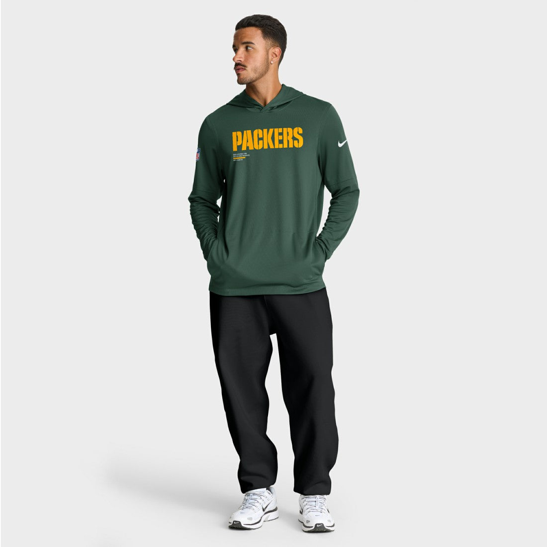 Green Bay Packers Nike Big & Tall Sideline Dri-FIT Long Sleeve Hoodie T-Shirt