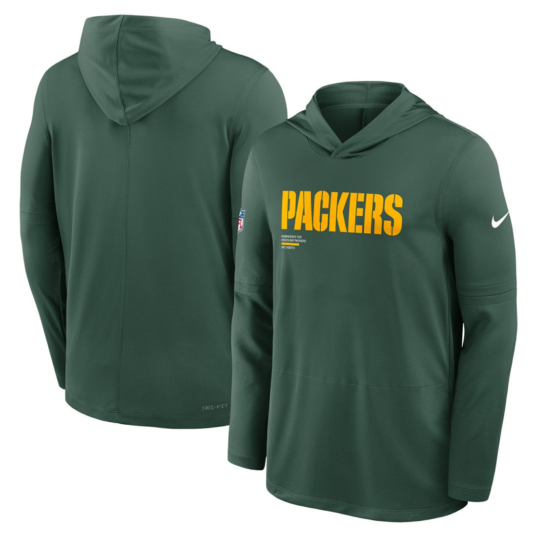 Green Bay Packers Nike Big & Tall Sideline Dri-FIT Long Sleeve Hoodie T-Shirt