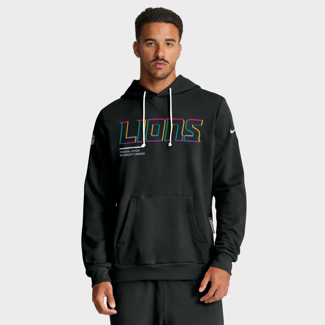 Detroit Lions Nike Tall 2025 NFL Crucial Catch Sideline Standard Issue Dri-FIT Hoodie