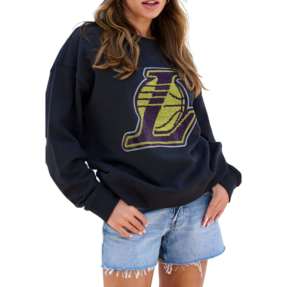 Los Angeles Lakers Terez Women's Gemstone Logo Pullover Sweatshirt New