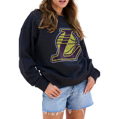 Los Angeles Lakers Terez Women's Gemstone Logo Pullover Sweatshirt New