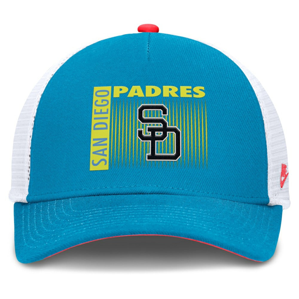 San Diego Padres Nike Neon 90s Rise Structured Performance Adjustable Trucker Hat | MLB Online