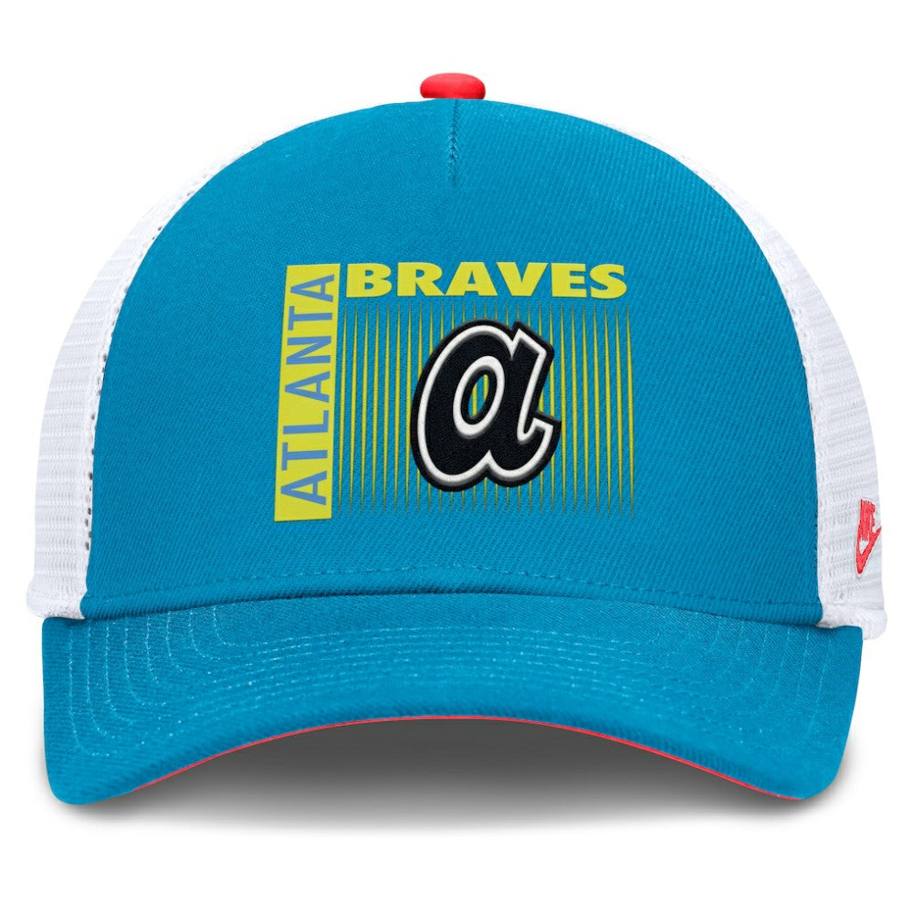 Atlanta Braves Nike Neon 90s Rise Structured Performance Adjustable Trucker Hat | MLB New