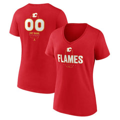 Calgary Flames Women's Personalized Name & Number Midfielder V-Neck T-Shirt Discount