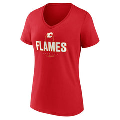 Calgary Flames Women's Personalized Name & Number Midfielder V-Neck T-Shirt Discount