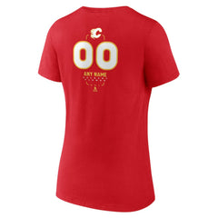 Calgary Flames Women's Personalized Name & Number Midfielder V-Neck T-Shirt Discount
