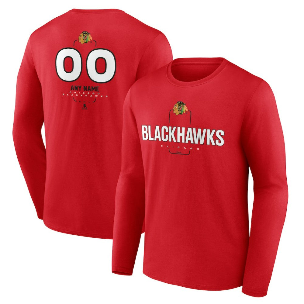 Chicago Blackhawks Personalized Name & Number Midfielder Long Sleeve T-Shirt For Sale