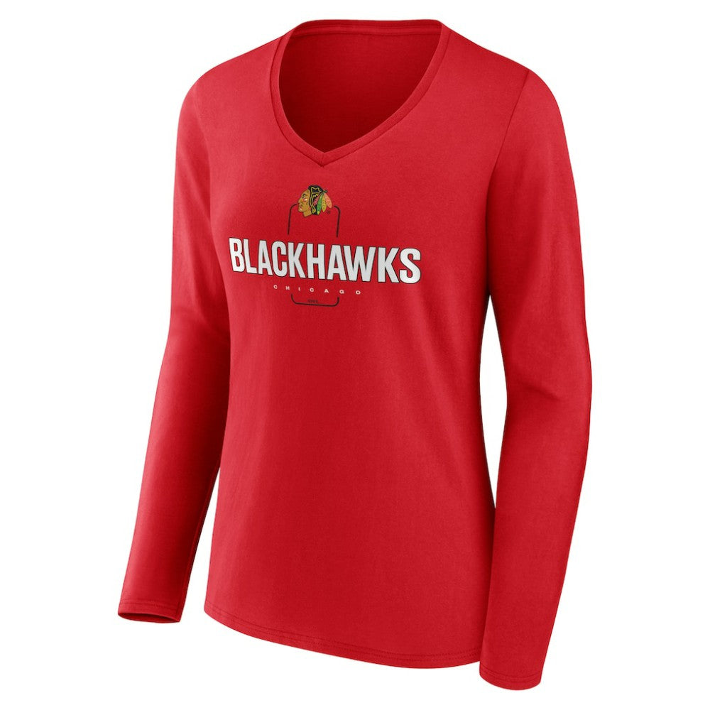 Chicago Blackhawks Women's Personalized Name & Number Midfielder Long Sleeve V-Neck T-Shirt Online