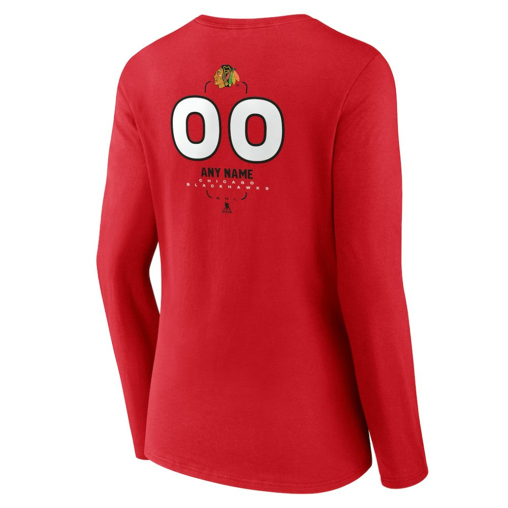 Chicago Blackhawks Women's Personalized Name & Number Midfielder Long Sleeve V-Neck T-Shirt Online