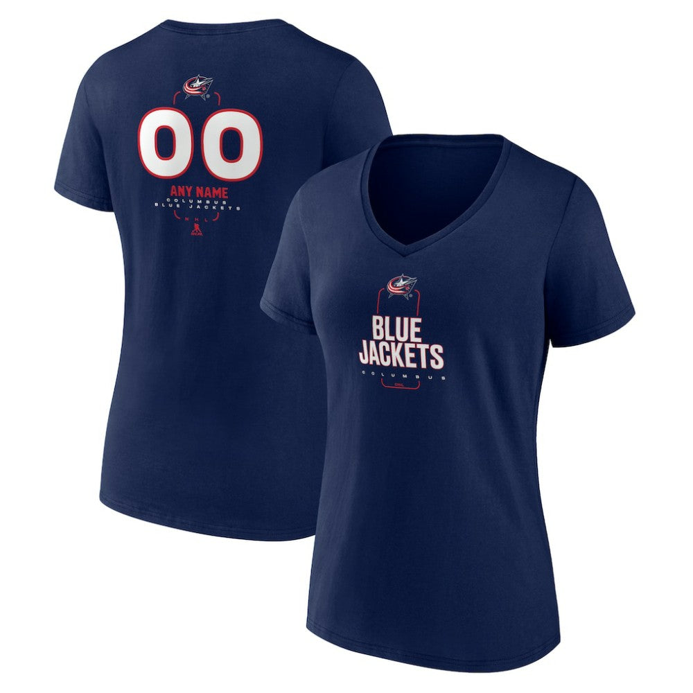 Columbus Blue Jackets Women's Personalized Name & Number Midfielder V-Neck T-Shirt Outlet