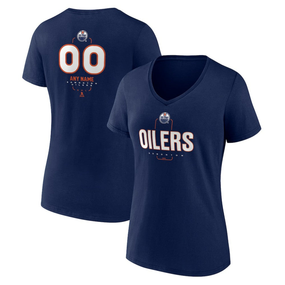 Edmonton Oilers Women's Personalized Name & Number Midfielder V-Neck T-Shirt For Sale