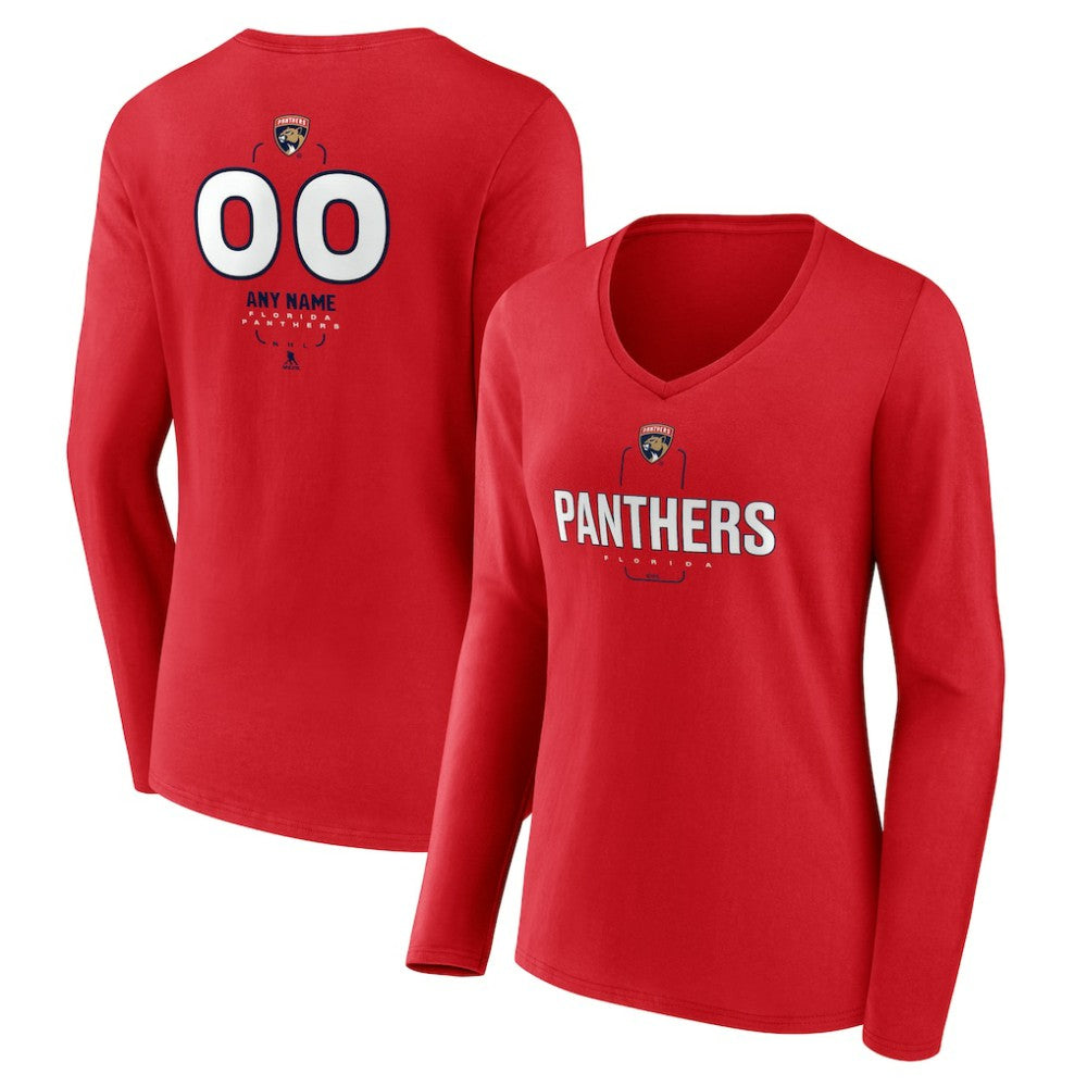 Florida Panthers Women's Personalized Name & Number Midfielder Long Sleeve V-Neck T-Shirt Online