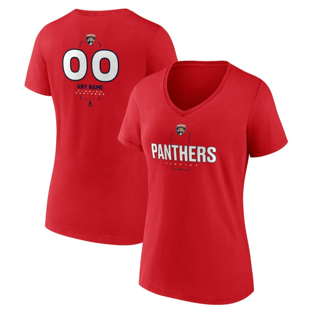 Florida Panthers Women's Personalized Name & Number Midfielder V-Neck T-Shirt Outlet